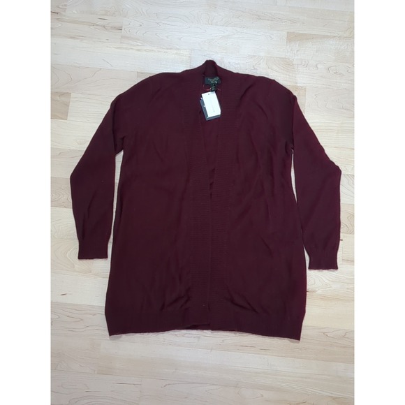 NWT Charter Club Cashmere Cardigan Sweater Open Front‎ Burgundy Red Size Medium
